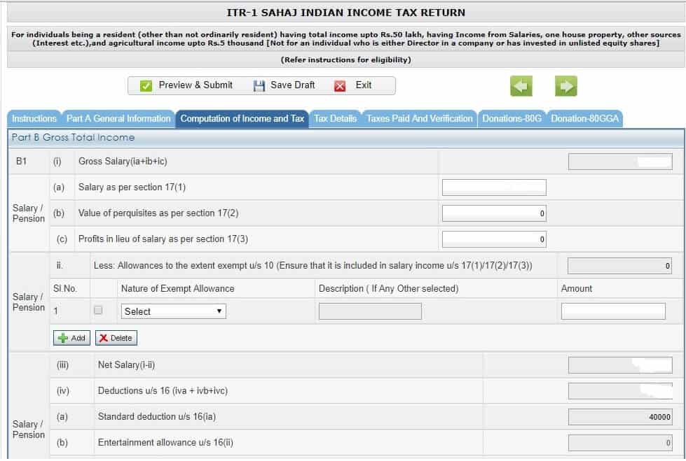 ITR Income Details