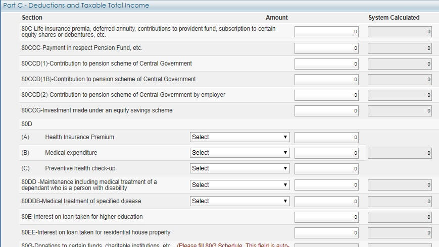 ITR Tax Deductions