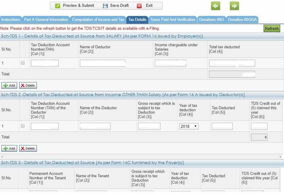 ITR Tax Details