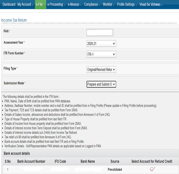 Steps to File Income Tax Return Online